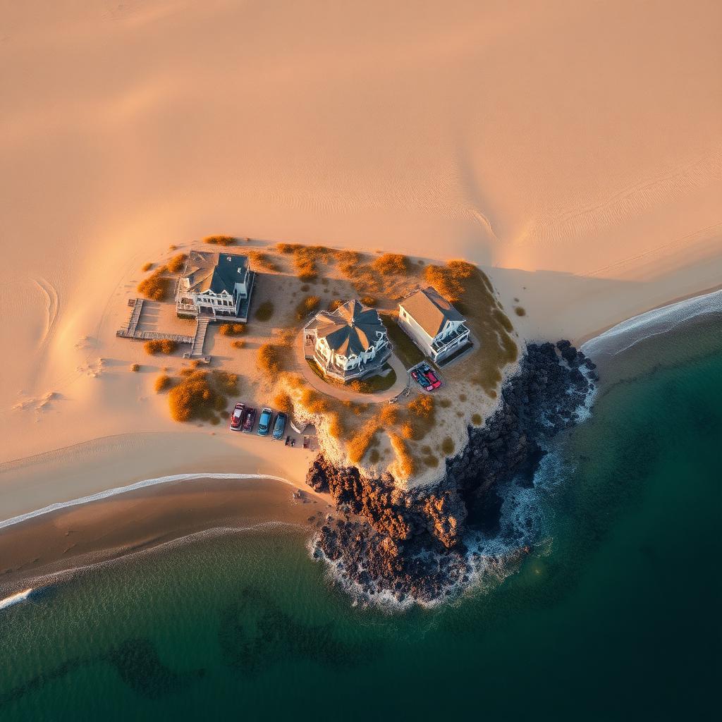 Aerial view of beachfront property